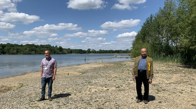 Paul Richards and Saif Al Sassoon inspect Aldenham Reservoir